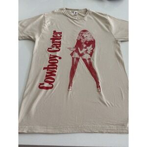 Beyonce Cowboy Carter T-Shirt Women's Small Concert Tee Tan Red